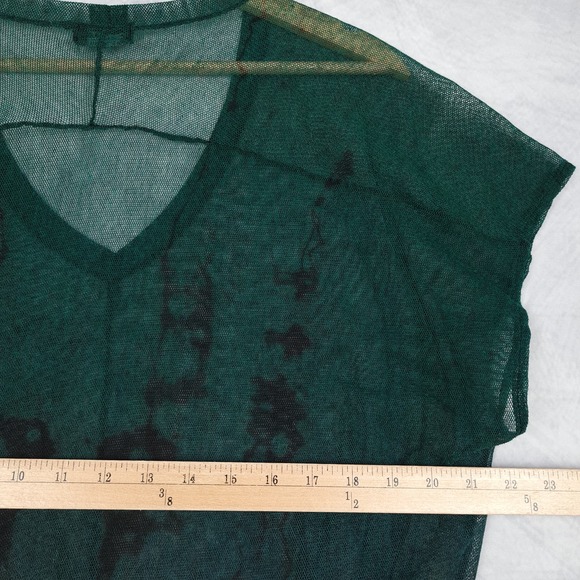Art of Cloth Top Womens XS Green Black Ombre Mesh Short Sleeve Relaxed Shirt - Picture 11 of 16